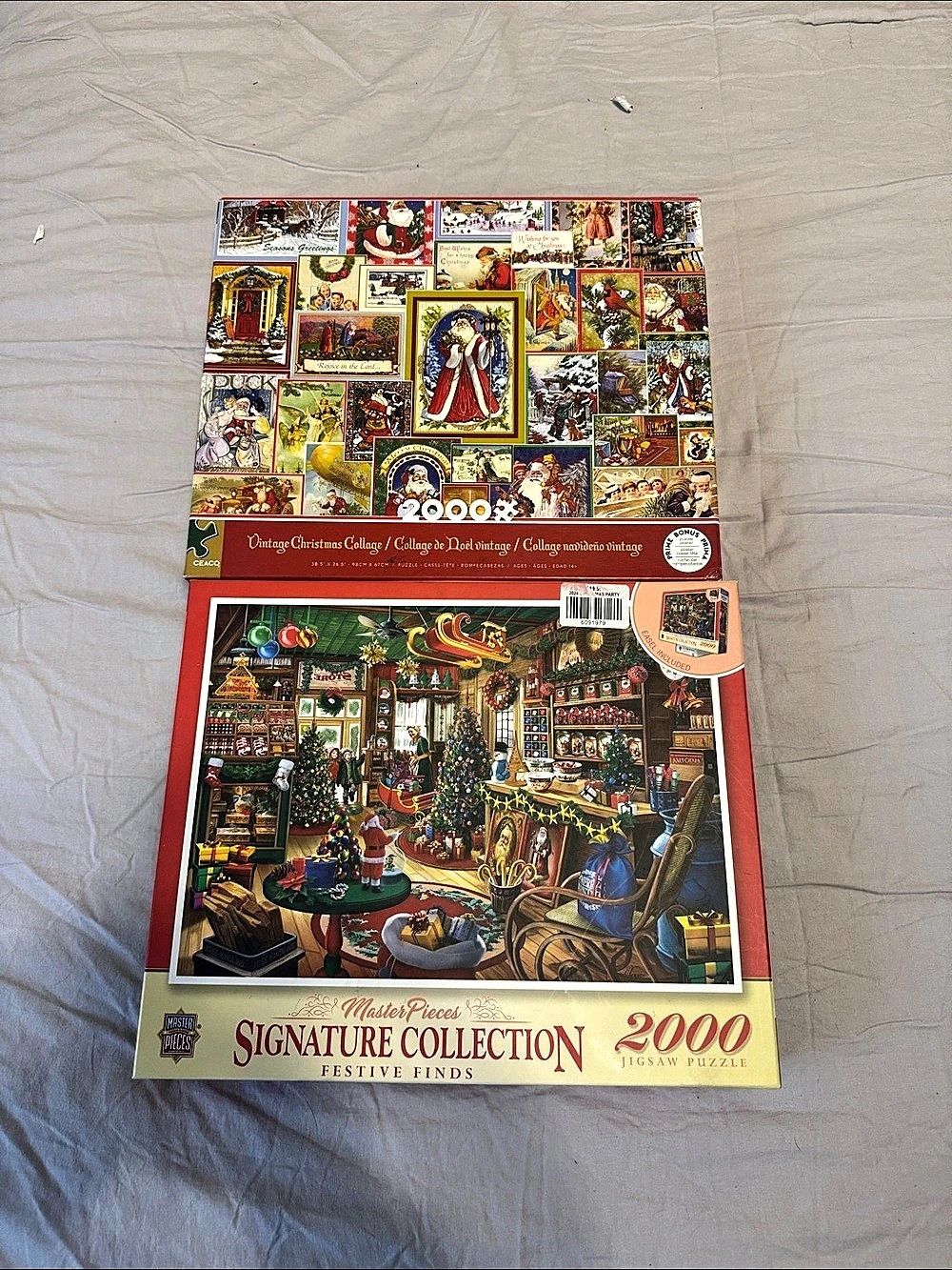 Set of 2 2000-Piece Christmas-themed Jigsaw Puzzles